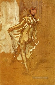 ジェームズ・アボット・マクニール・ウィスラー Painting - 後ろから見たピンクのローブを着て踊る女性 ジェームズ・アボット・マクニール・ウィスラー
